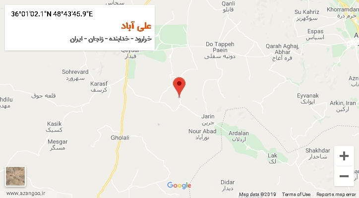 روستای علی آباد بر روی نقشه