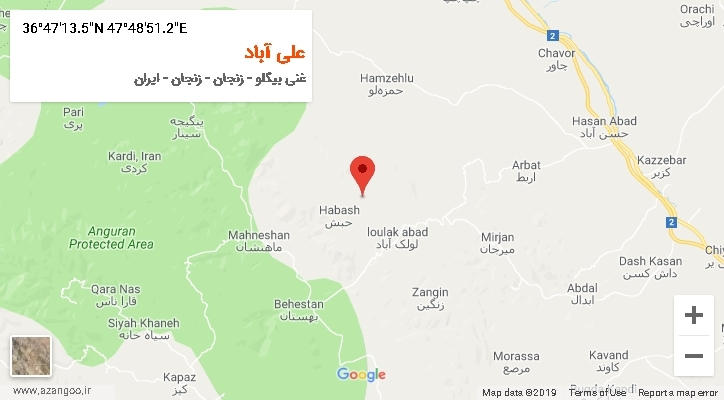 روستای علی آباد بر روی نقشه