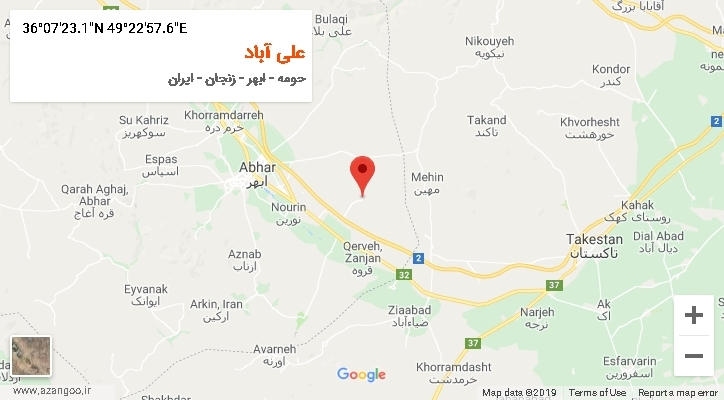 روستای علی آباد بر روی نقشه