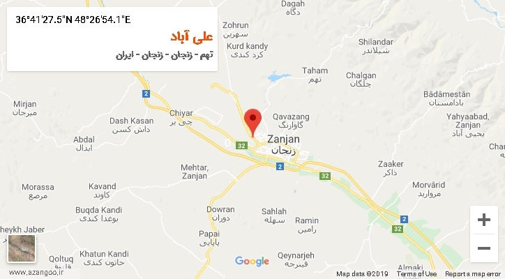 روستای علی آباد بر روی نقشه