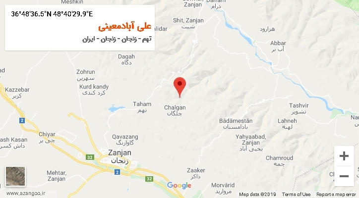 روستای علی آبادمعینی بر روی نقشه