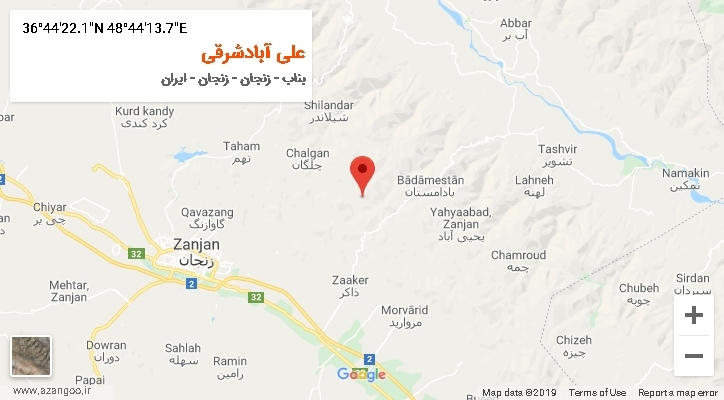 روستای علی آبادشرقی بر روی نقشه
