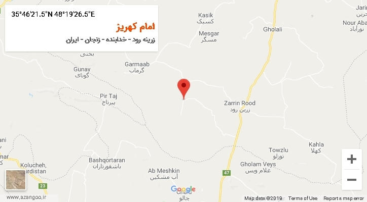 روستای امام کهریز بر روی نقشه