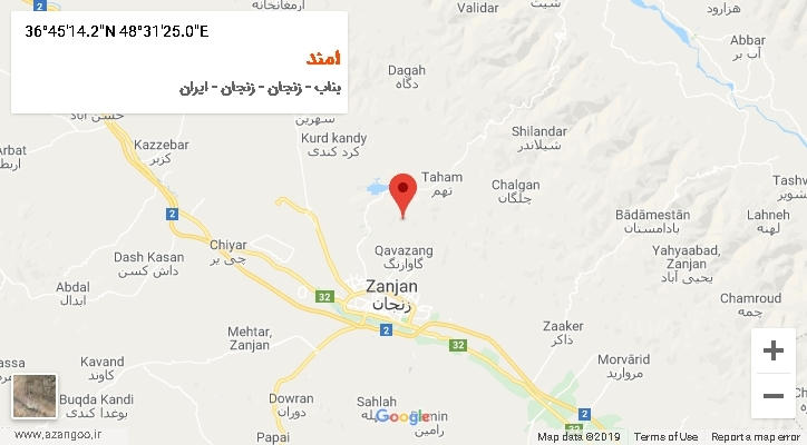روستای امند بر روی نقشه