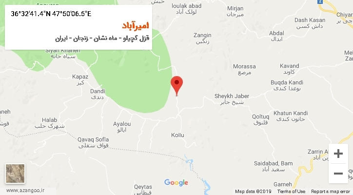 روستای امیرآباد بر روی نقشه