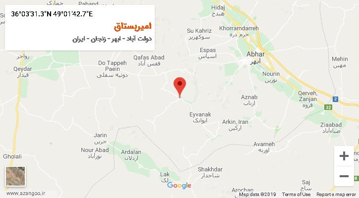 روستای امیربستاق بر روی نقشه