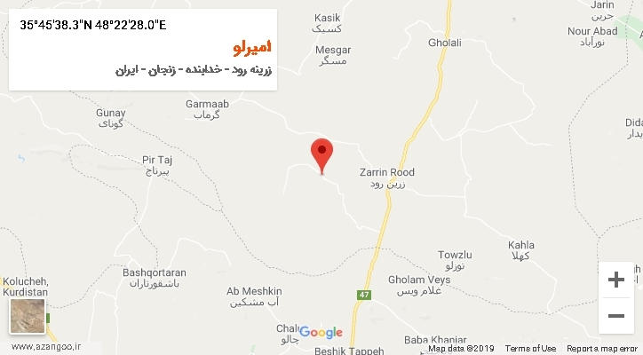 روستای امیرلو بر روی نقشه