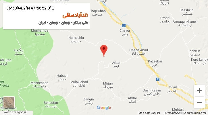 روستای اندآبادسفلی بر روی نقشه
