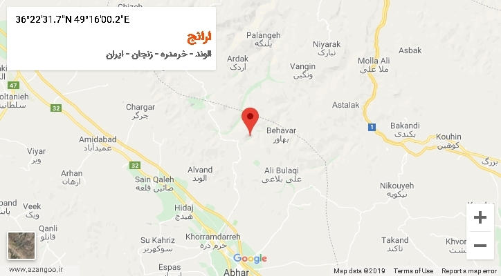 روستای ارانج بر روی نقشه