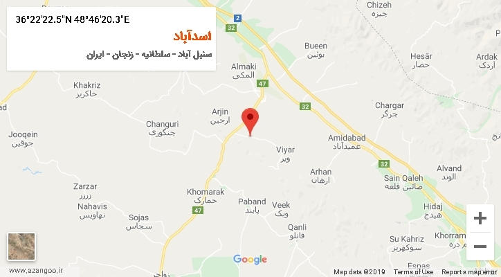 روستای اسدآباد بر روی نقشه