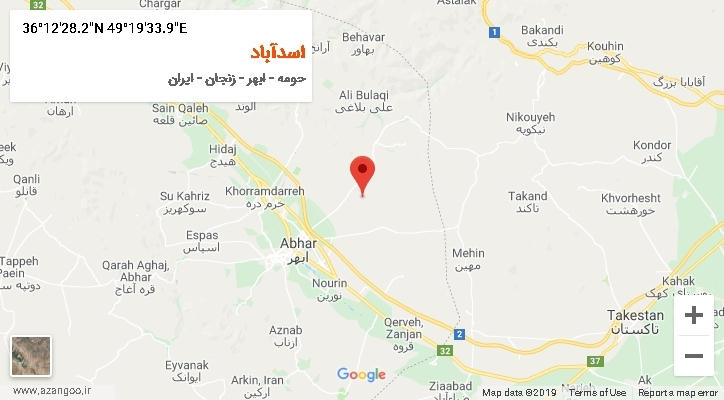 روستای اسدآباد بر روی نقشه