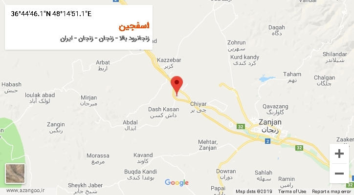 روستای اسفجین بر روی نقشه