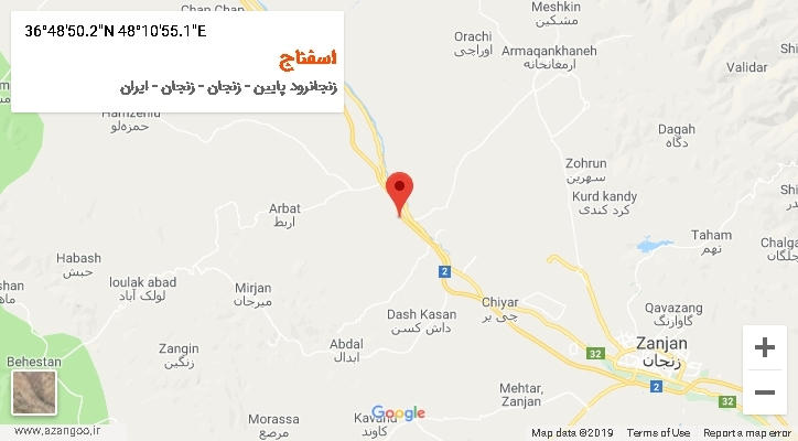 روستای اسفناج بر روی نقشه