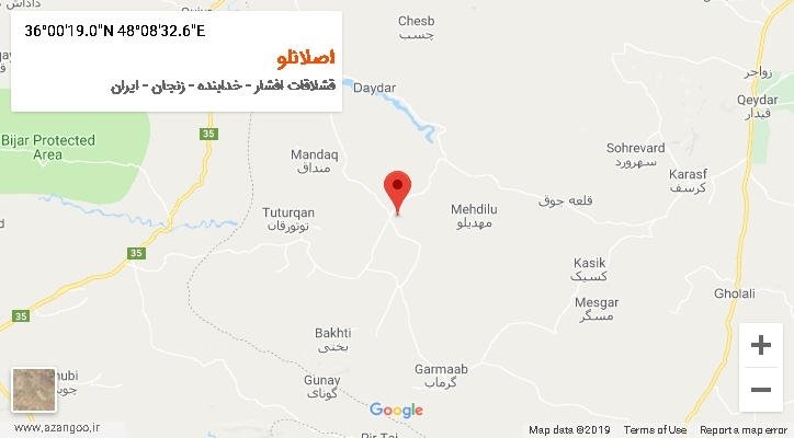 روستای اصلانلو بر روی نقشه