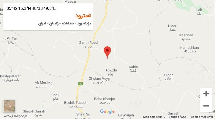 روستای استرود بر روی نقشه