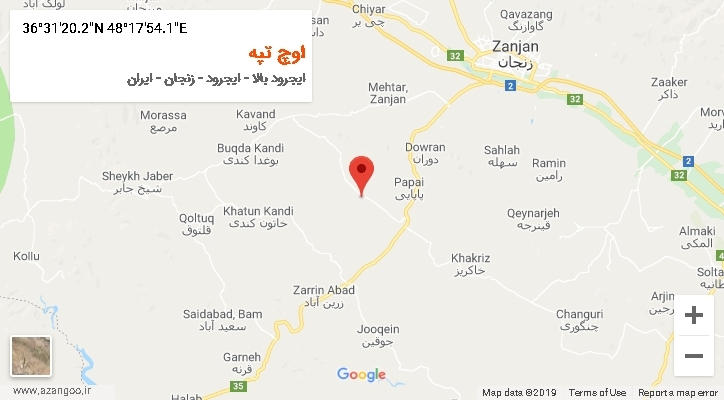 روستای اوچ تپه بر روی نقشه