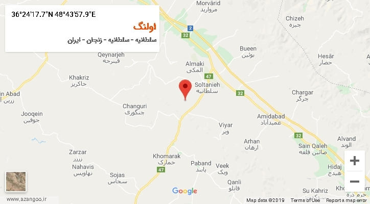 روستای اولنگ بر روی نقشه