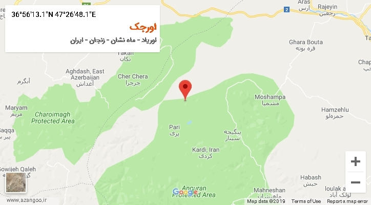 روستای اورجک بر روی نقشه