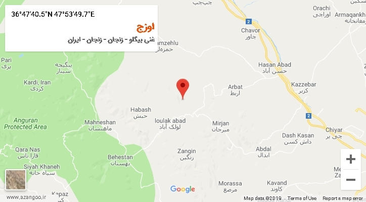 روستای اوزج بر روی نقشه
