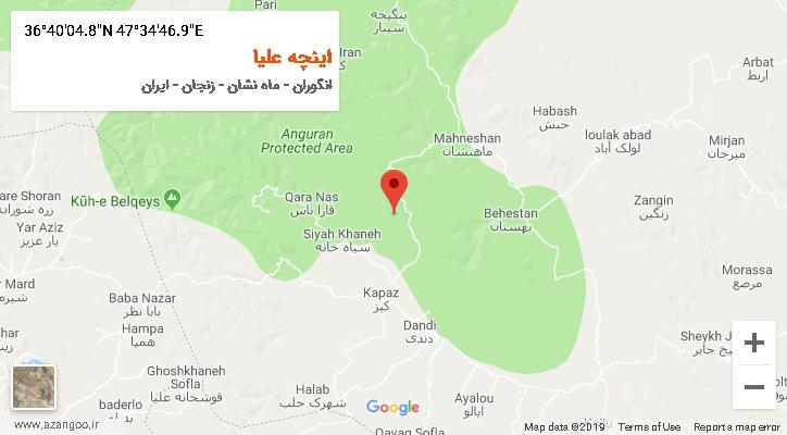 روستای اینچه علیا بر روی نقشه