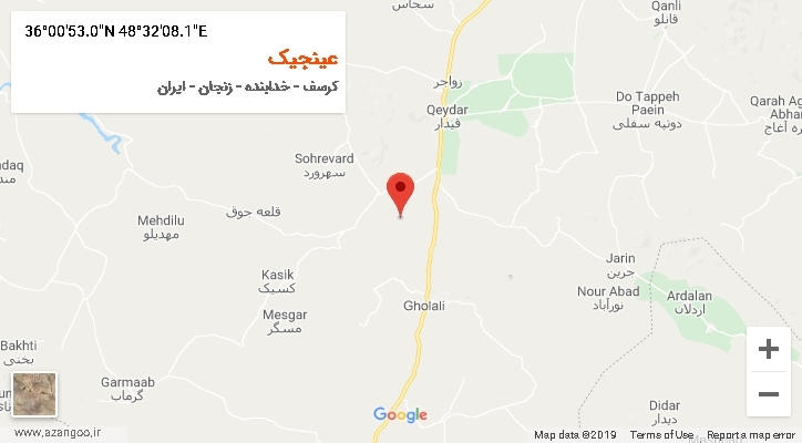 روستای عینجیک بر روی نقشه