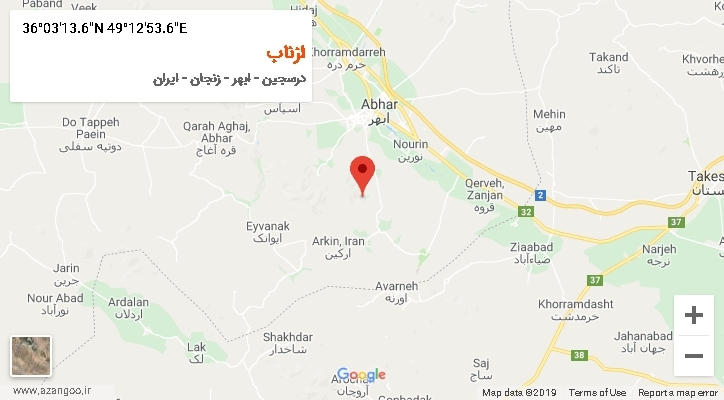 روستای ازناب بر روی نقشه