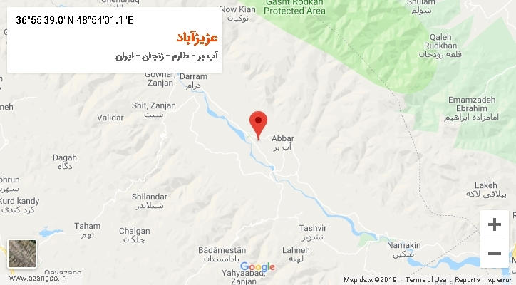 روستای عزیزآباد بر روی نقشه
