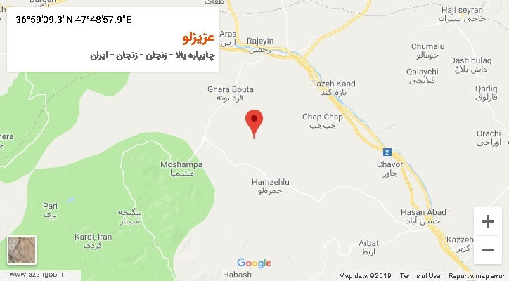 روستای عزیزلو بر روی نقشه