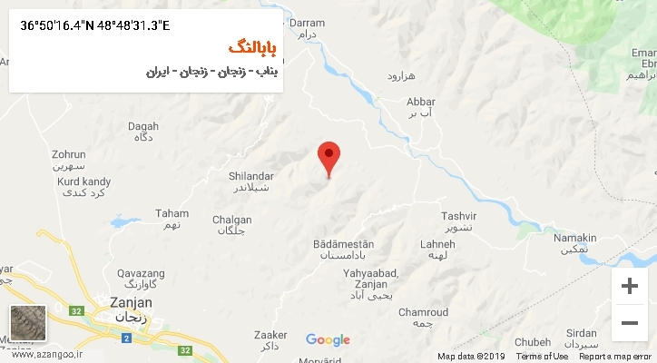 روستای بابالنگ بر روی نقشه