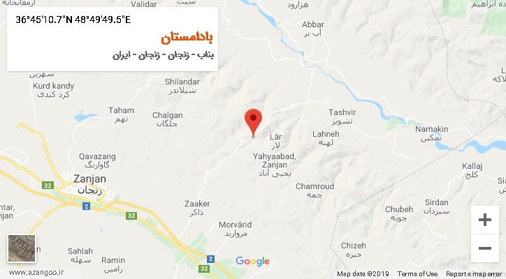 روستای بادامستان بر روی نقشه