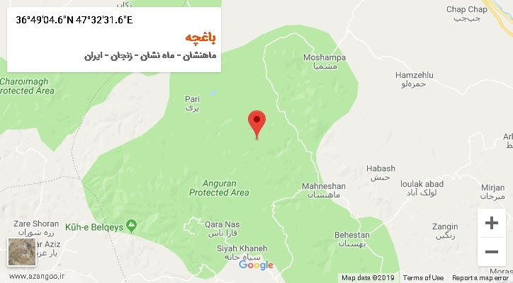 روستای باغچه بر روی نقشه