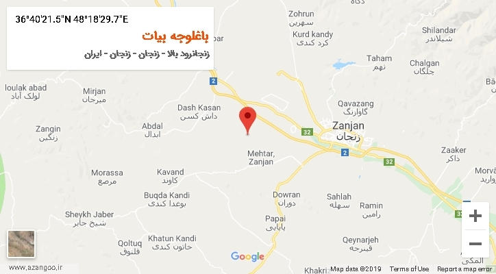 روستای باغلوجه بیات بر روی نقشه