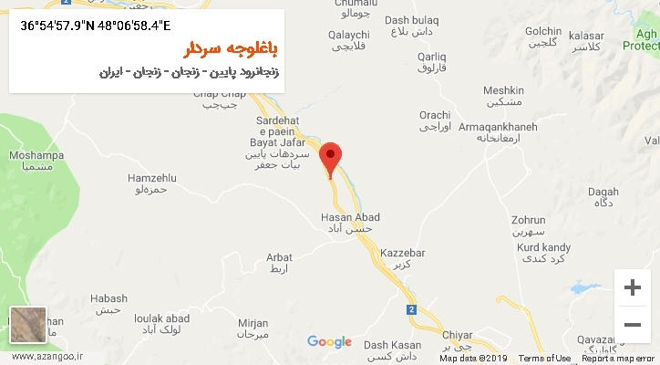روستای باغلوجه سردار بر روی نقشه