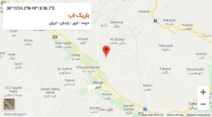 روستای باریک اب بر روی نقشه