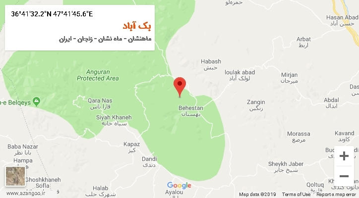 روستای بک آباد بر روی نقشه
