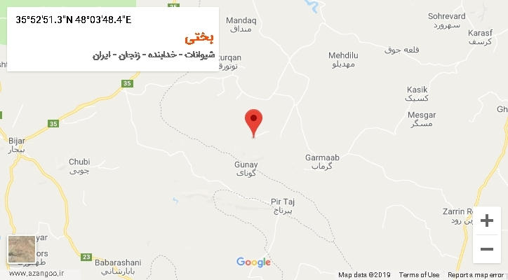 روستای بختی بر روی نقشه