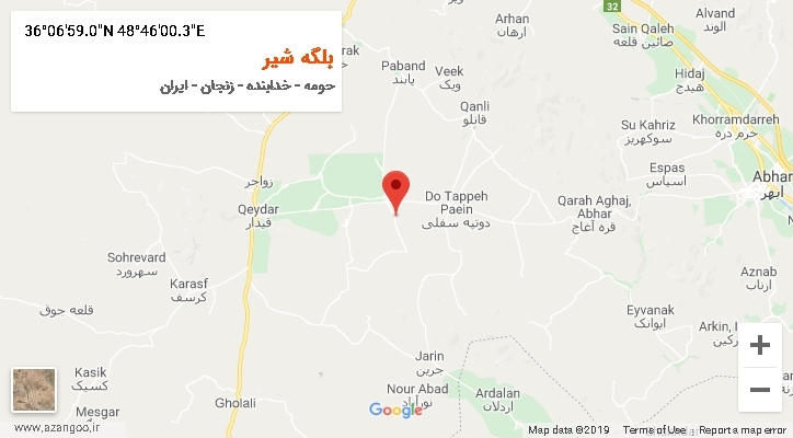 روستای بلگه شیر بر روی نقشه