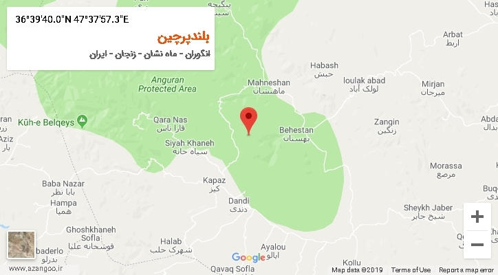 روستای بلندپرچین بر روی نقشه