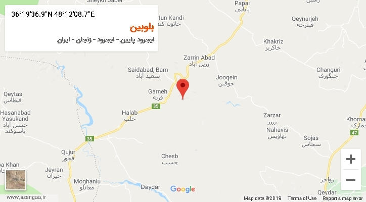 روستای بلوبین بر روی نقشه