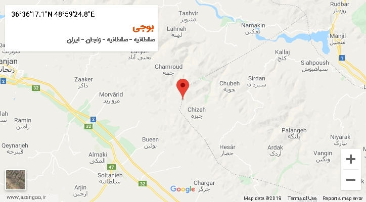 روستای بوجی بر روی نقشه