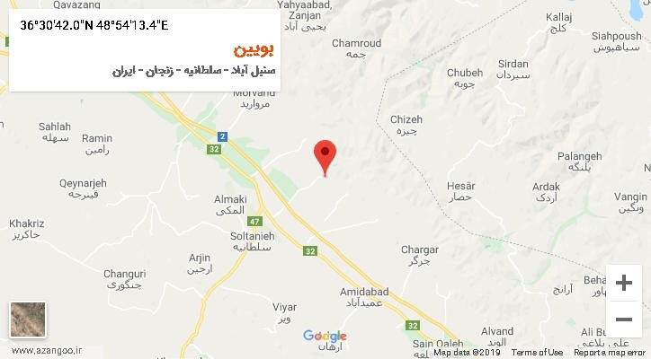 روستای بویین بر روی نقشه