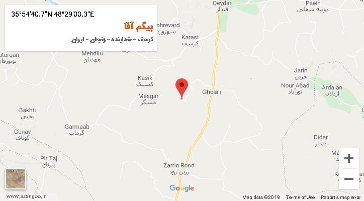 روستای بیگم آقا بر روی نقشه