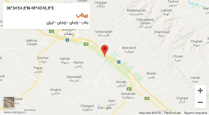 روستای بیناب بر روی نقشه