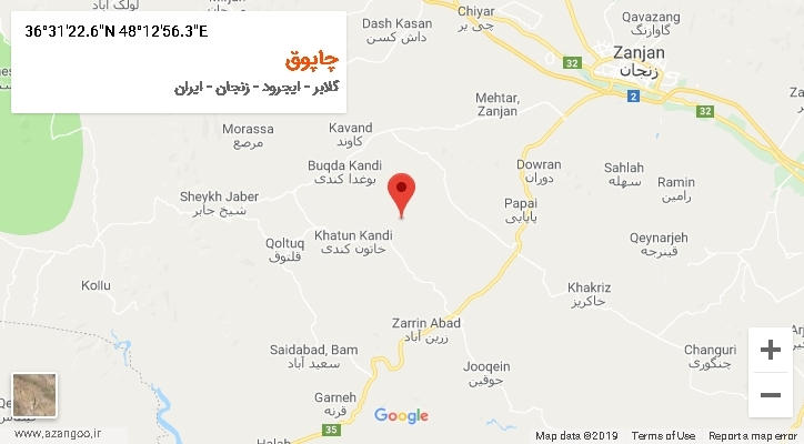 روستای چاپوق بر روی نقشه