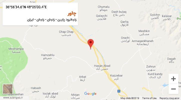 روستای چاور بر روی نقشه