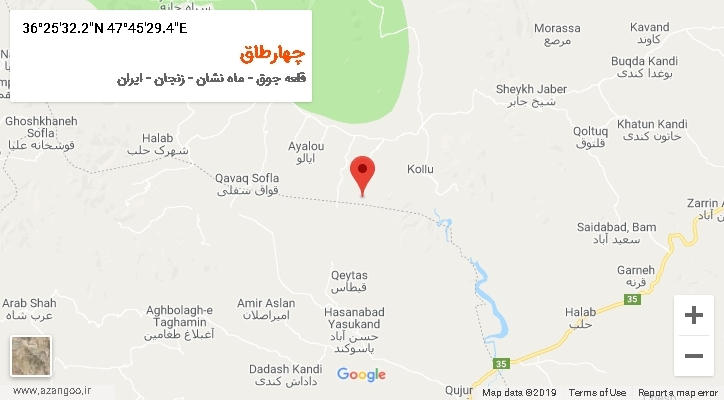 روستای چهارطاق بر روی نقشه