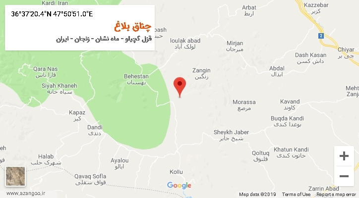 روستای چناق بلاغ بر روی نقشه