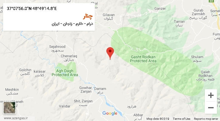 روستای چنار بر روی نقشه
