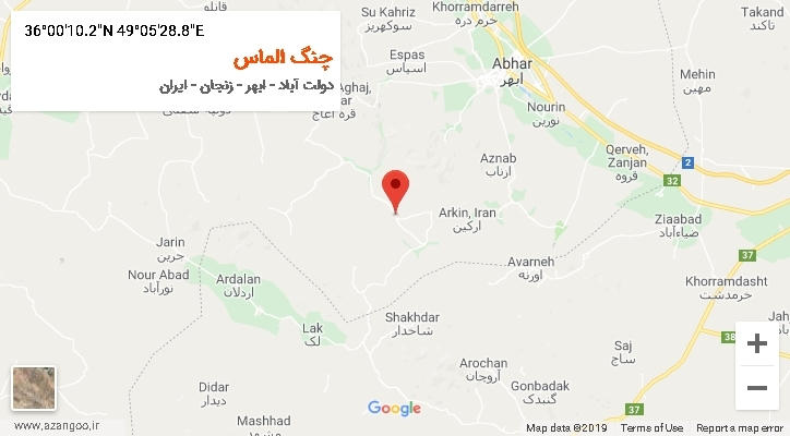 روستای چنگ الماس بر روی نقشه