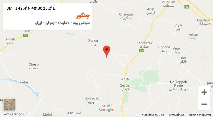 روستای چنگور بر روی نقشه